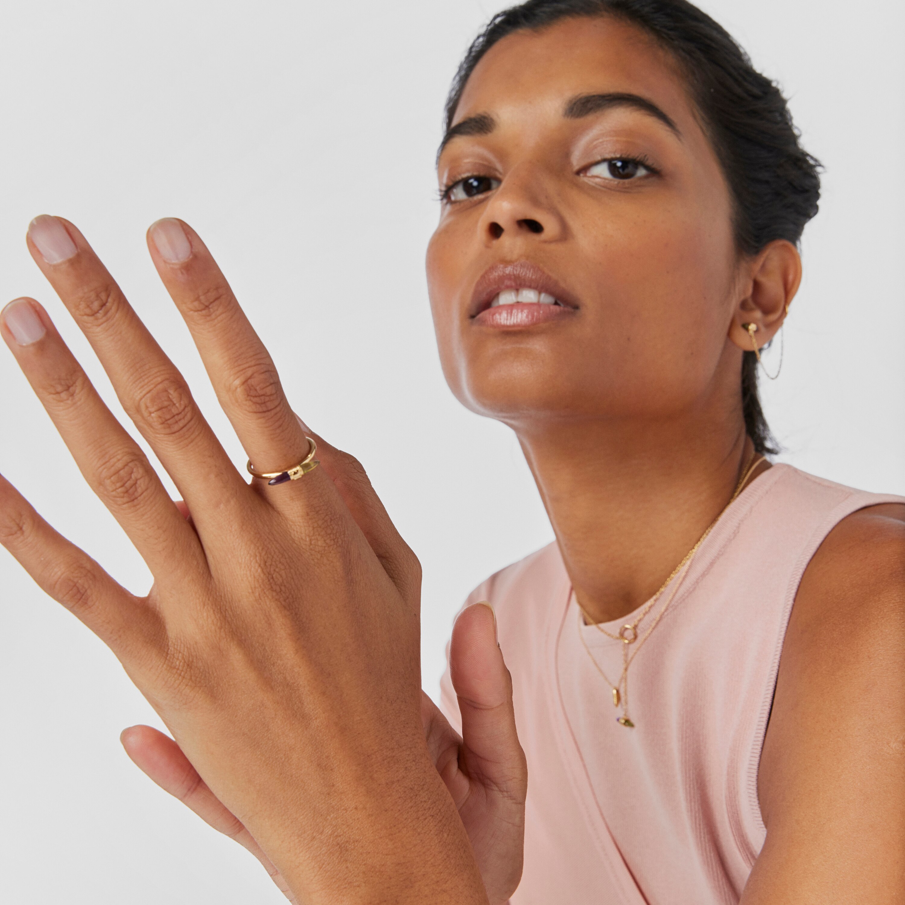 18K Solid Gold Lure Ring with gemstones