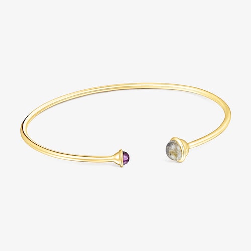 Pulsera con ba&ntilde;o de oro 18 kt sobre plata y gemas Plump