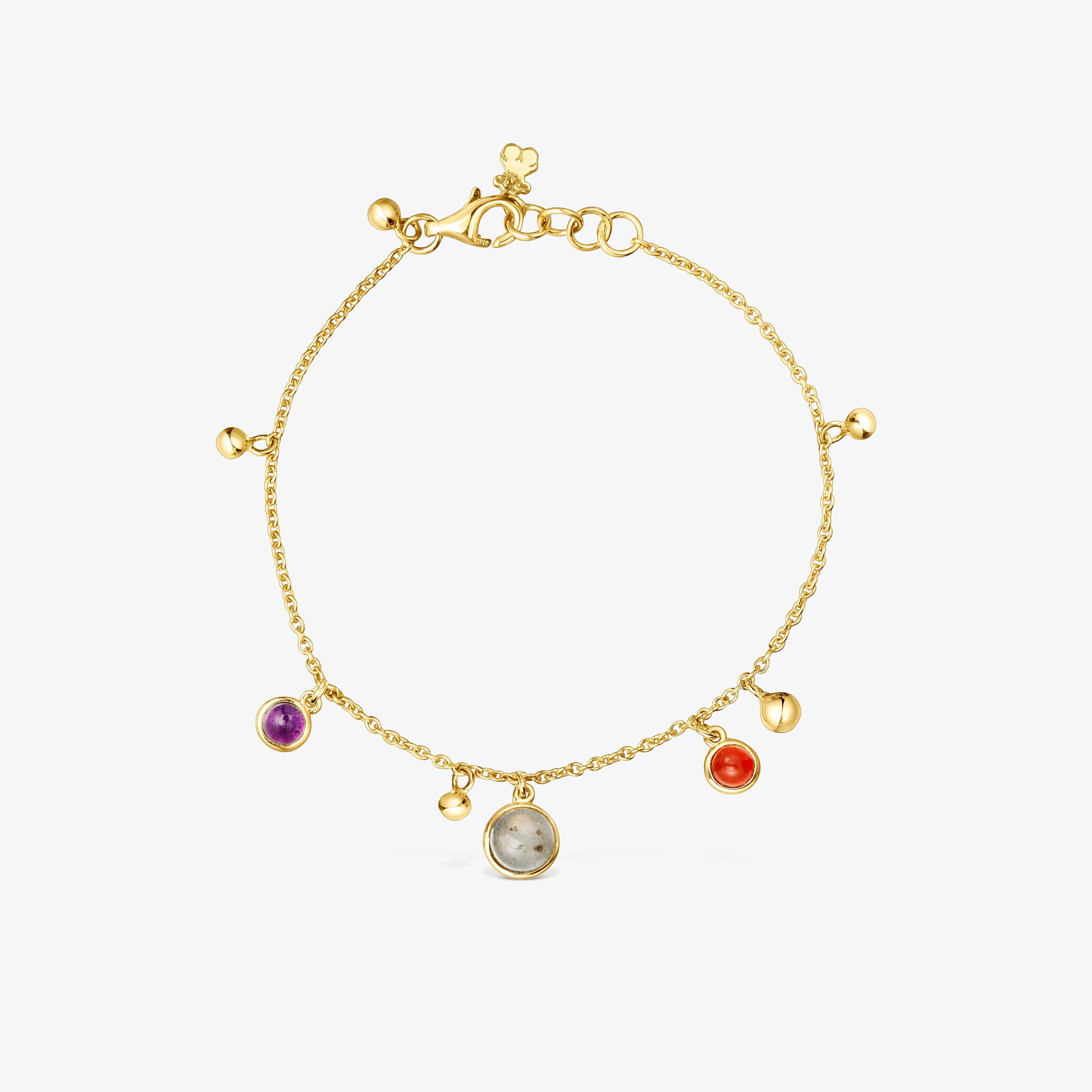 Silver vermeil Plump Charm bracelet with gemstones