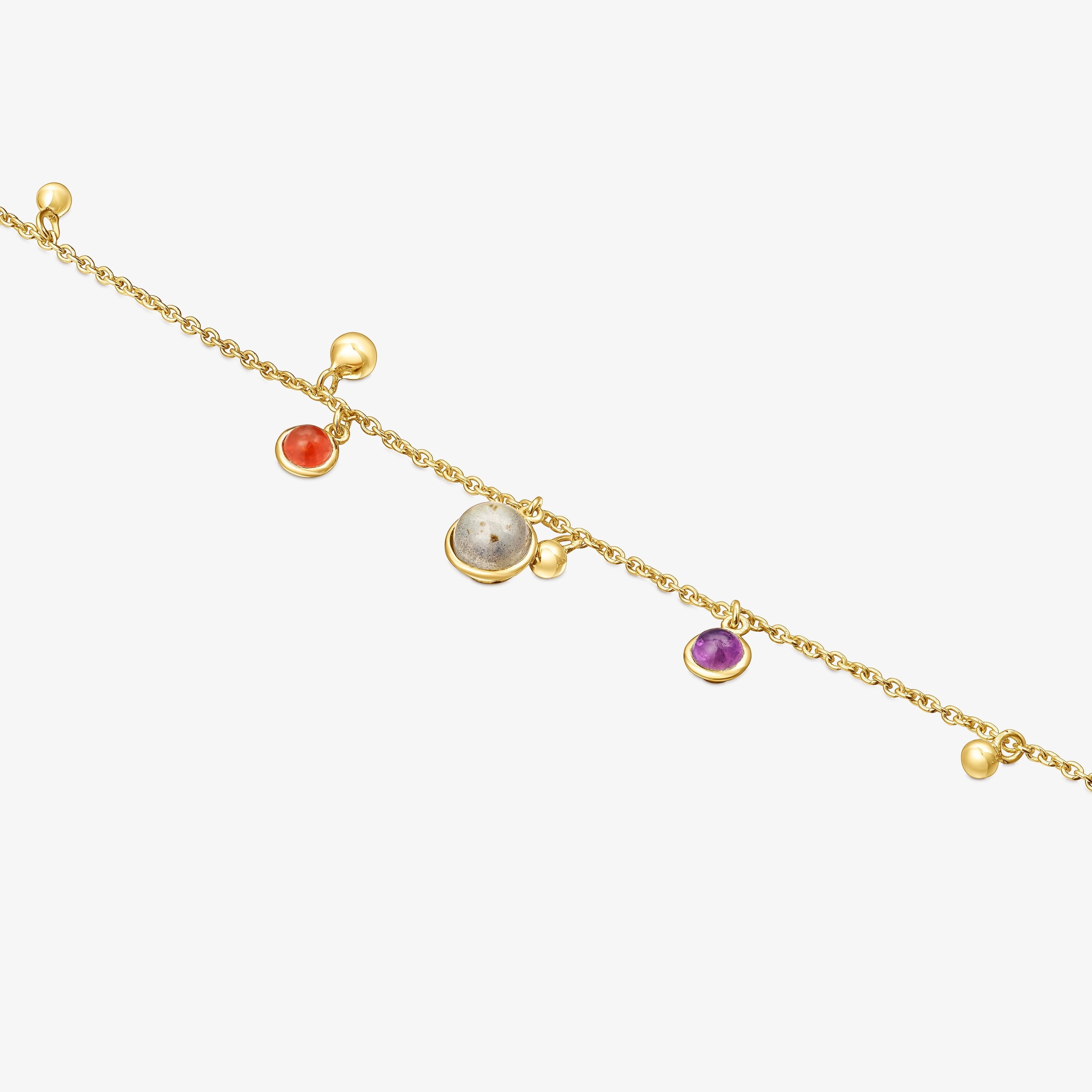 Silver vermeil Plump Charm bracelet with gemstones