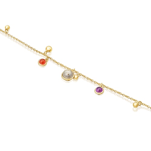 Silver vermeil Plump Charm bracelet with gemstones