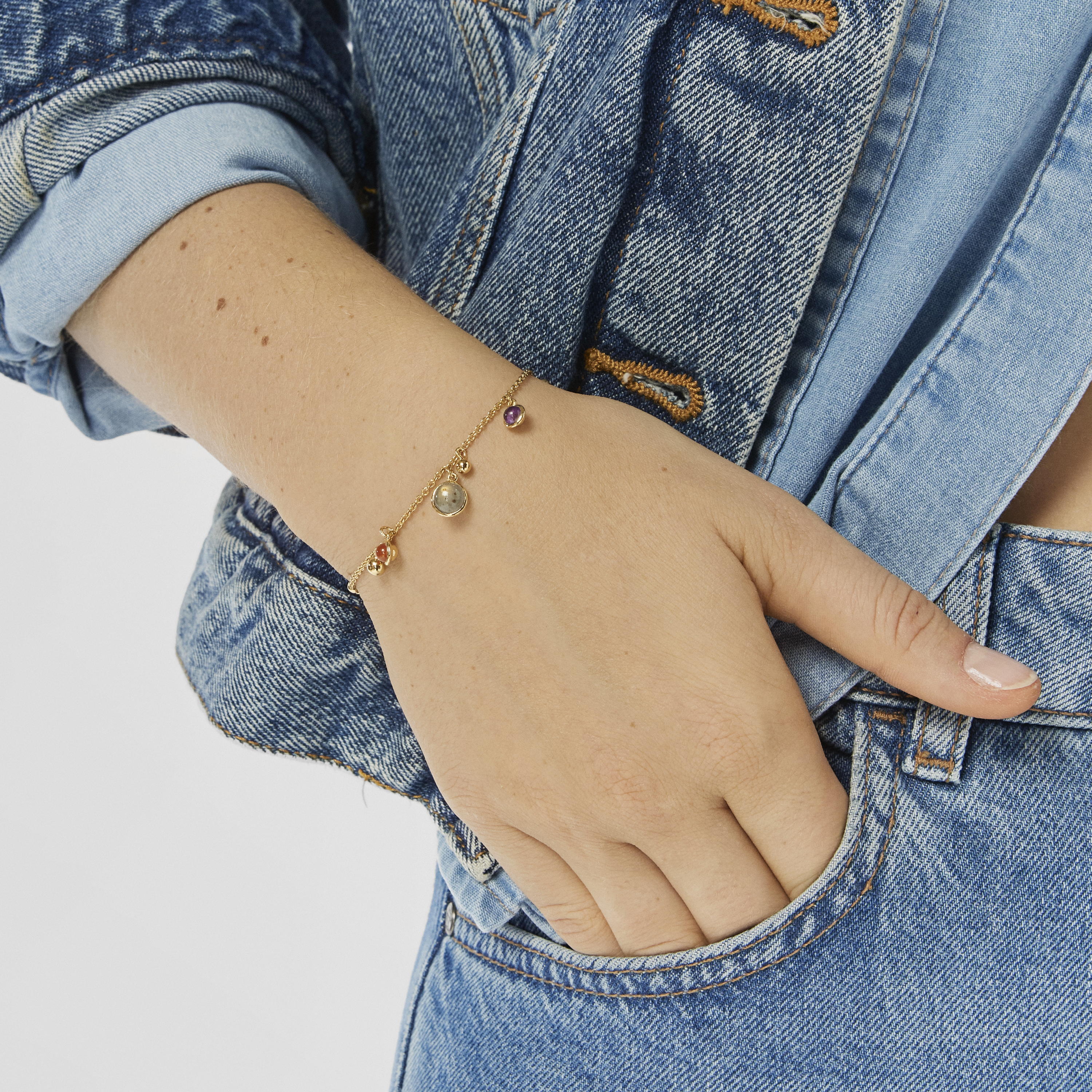 Silver vermeil Plump Charm bracelet with gemstones