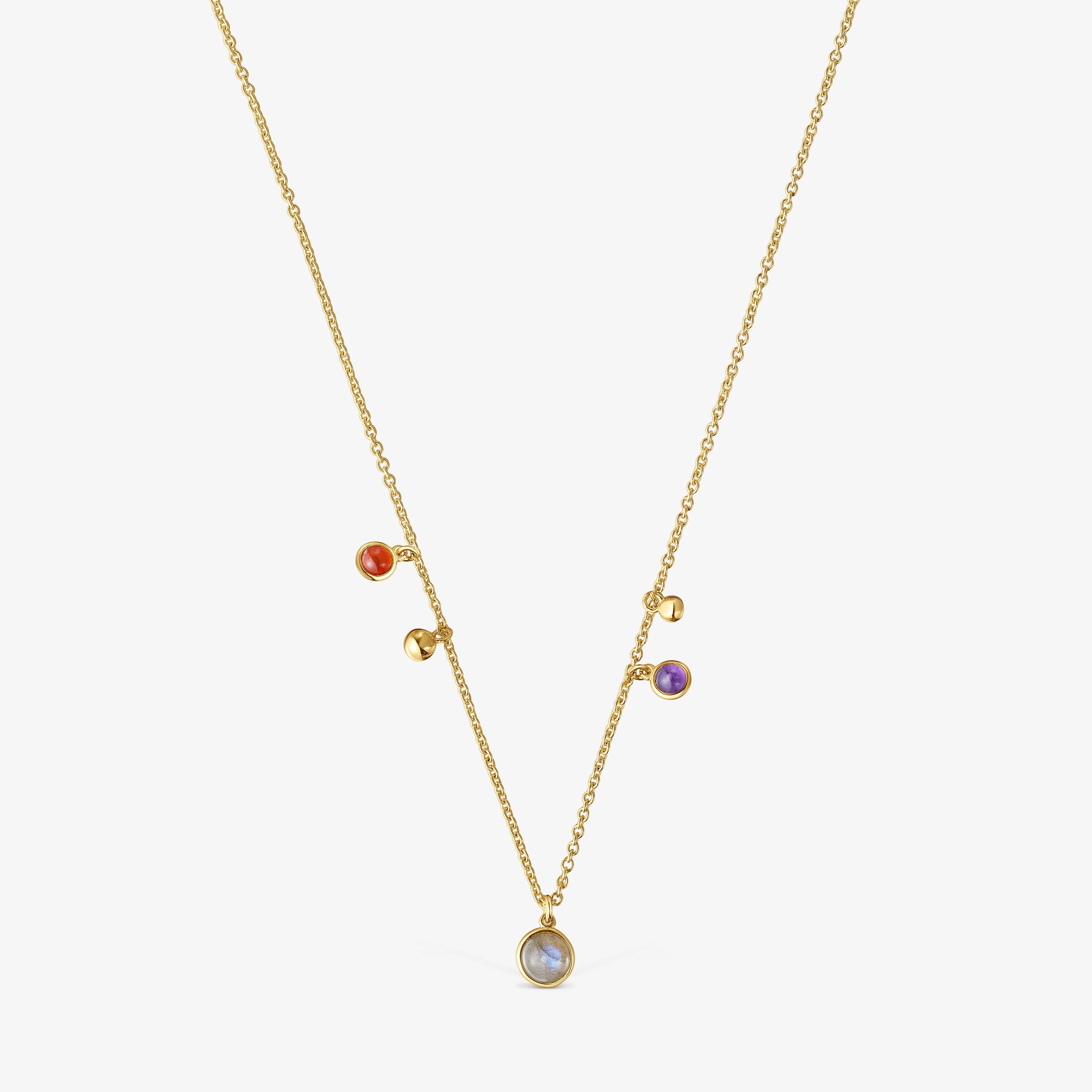 Silver vermeil Plump Charm necklace with gemstones
