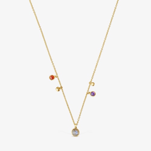 Silver vermeil Plump Charm necklace with gemstones