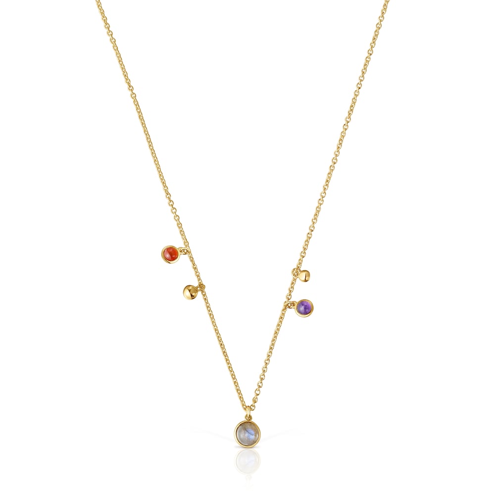 Silver vermeil Plump Charm necklace with gemstones