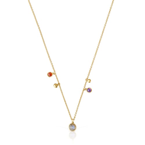 Silver vermeil Plump Charm necklace with gemstones