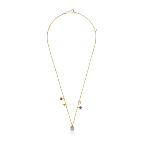Silver vermeil Plump Charm necklace with gemstones