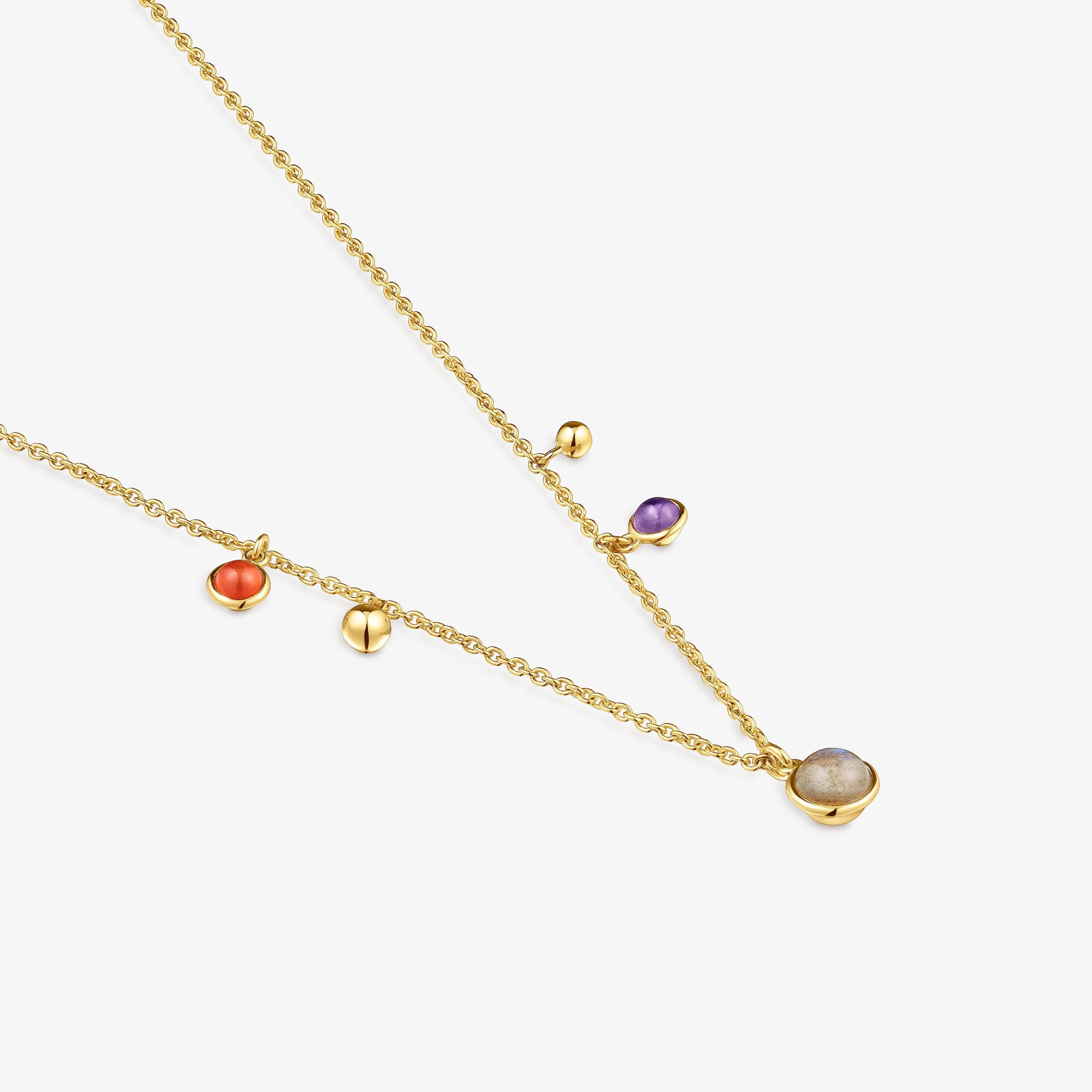 Silver vermeil Plump Charm necklace with gemstones