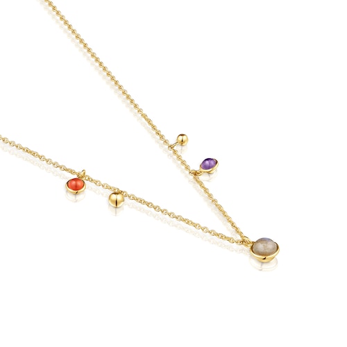 Silver vermeil Plump Charm necklace with gemstones
