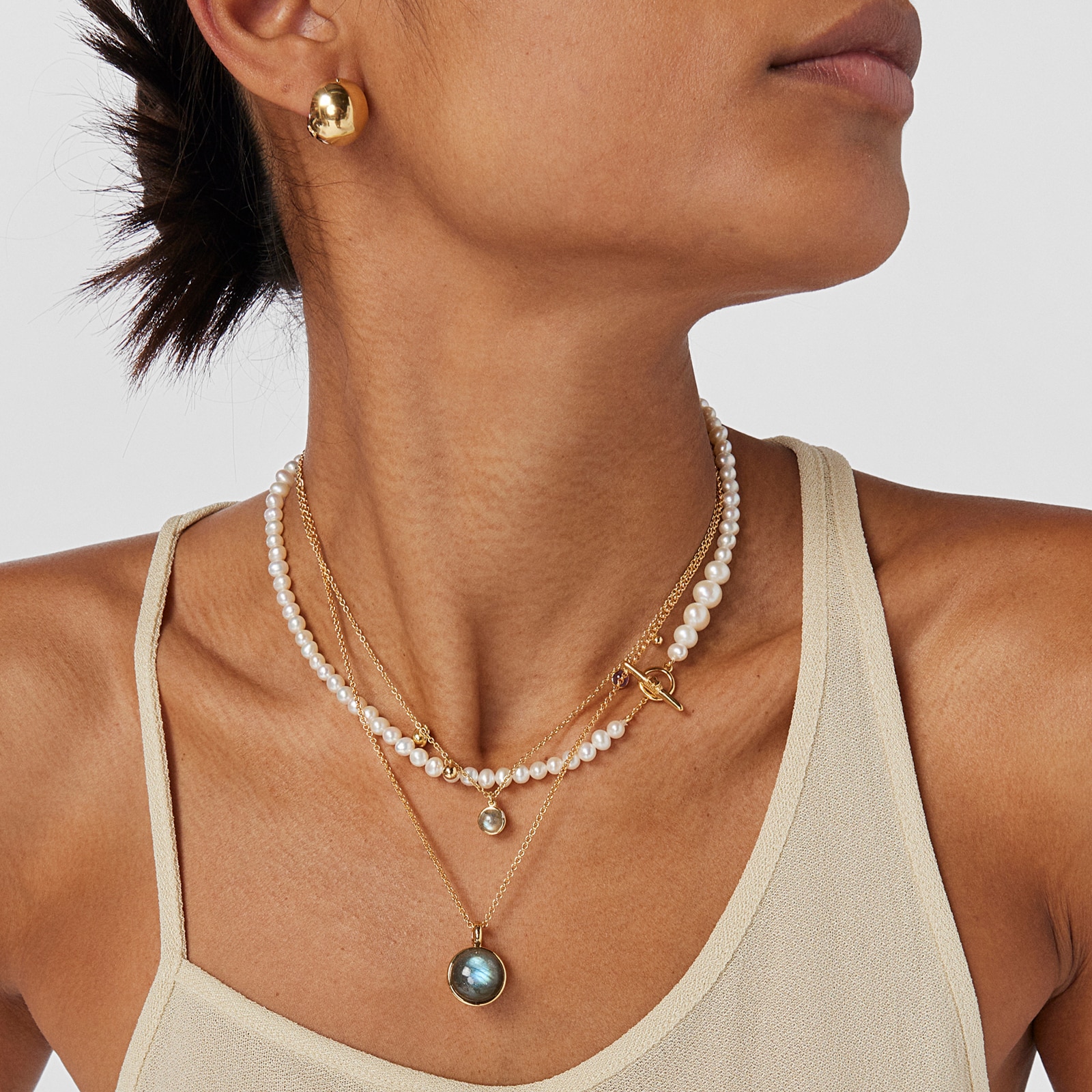 Silver vermeil Plump Charm necklace with gemstones