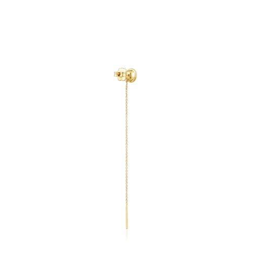 Pendiente suelto largo con baño de oro 18 kt sobre plata y amatista Plump