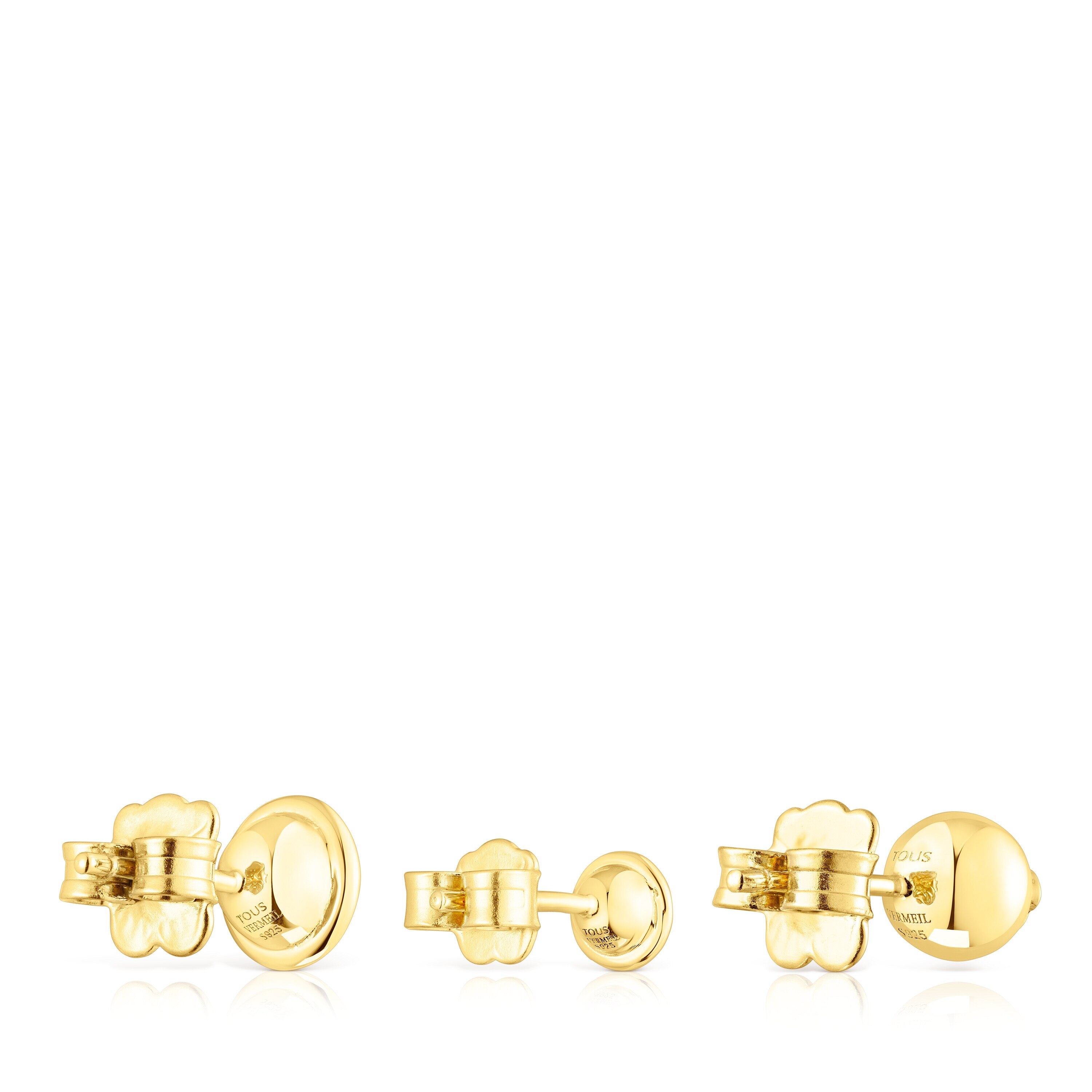 Set of three silver vermeil Plump Earrings with gemstones