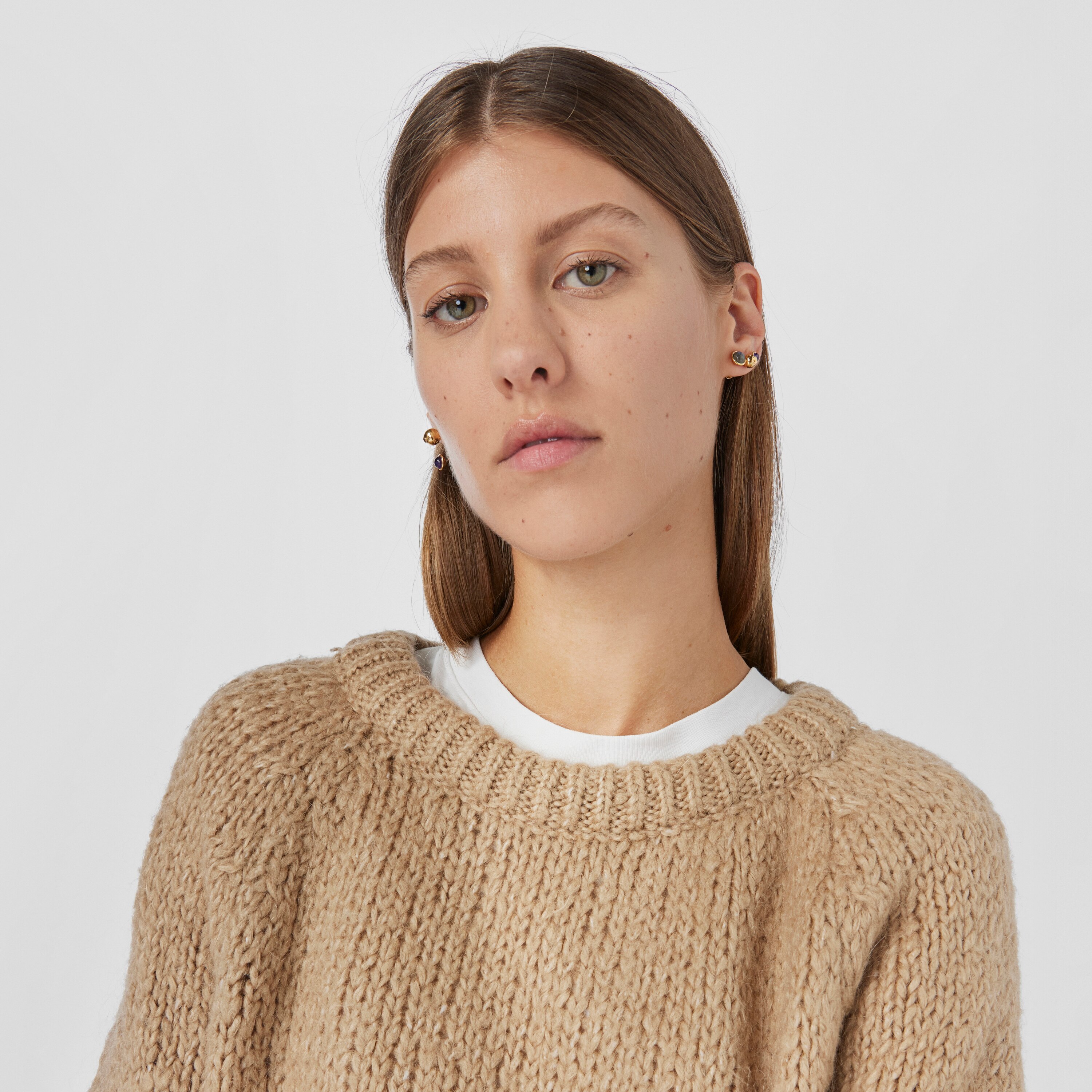 Set of three silver vermeil Plump Earrings with gemstones