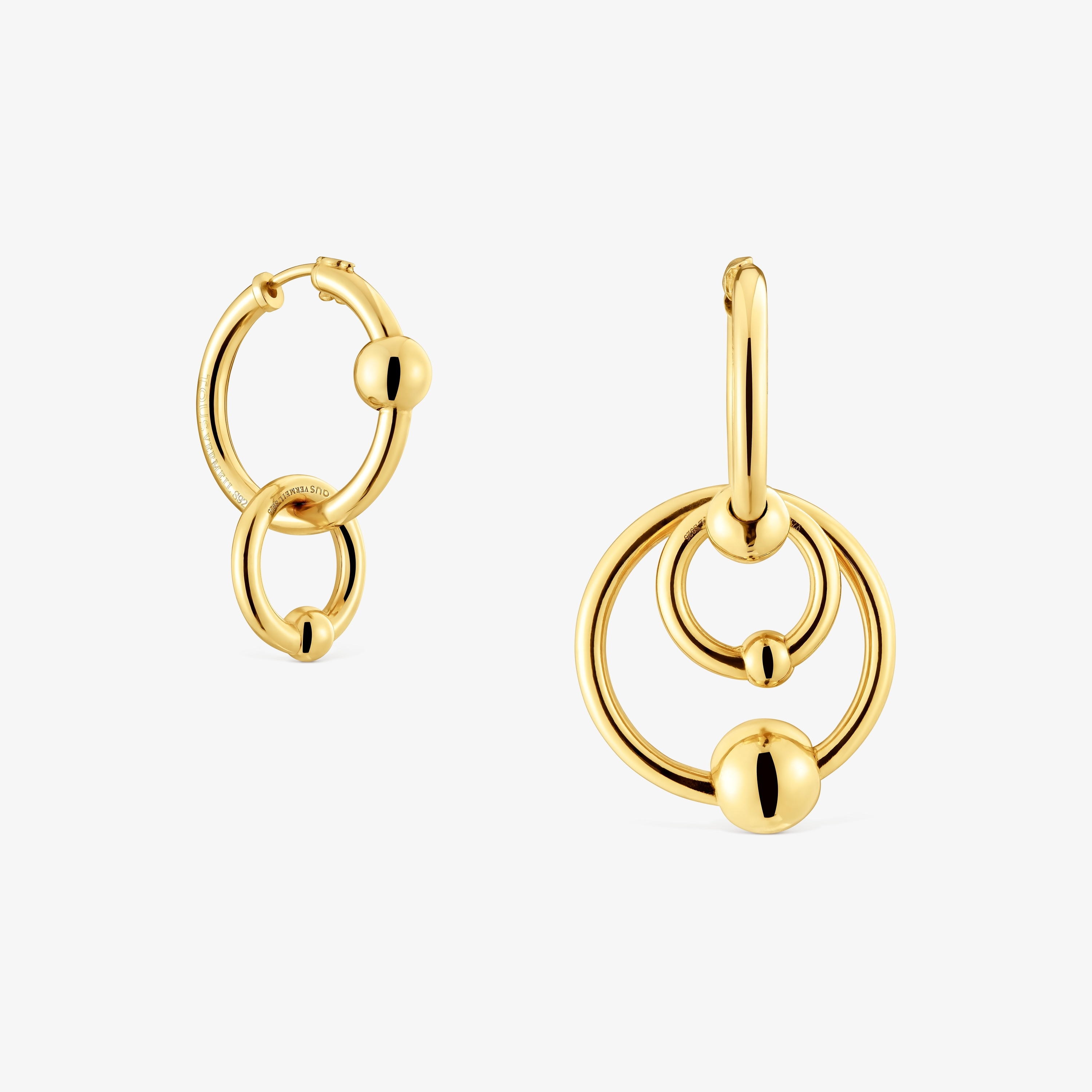 Silver vermeil Plump Double circle earrings