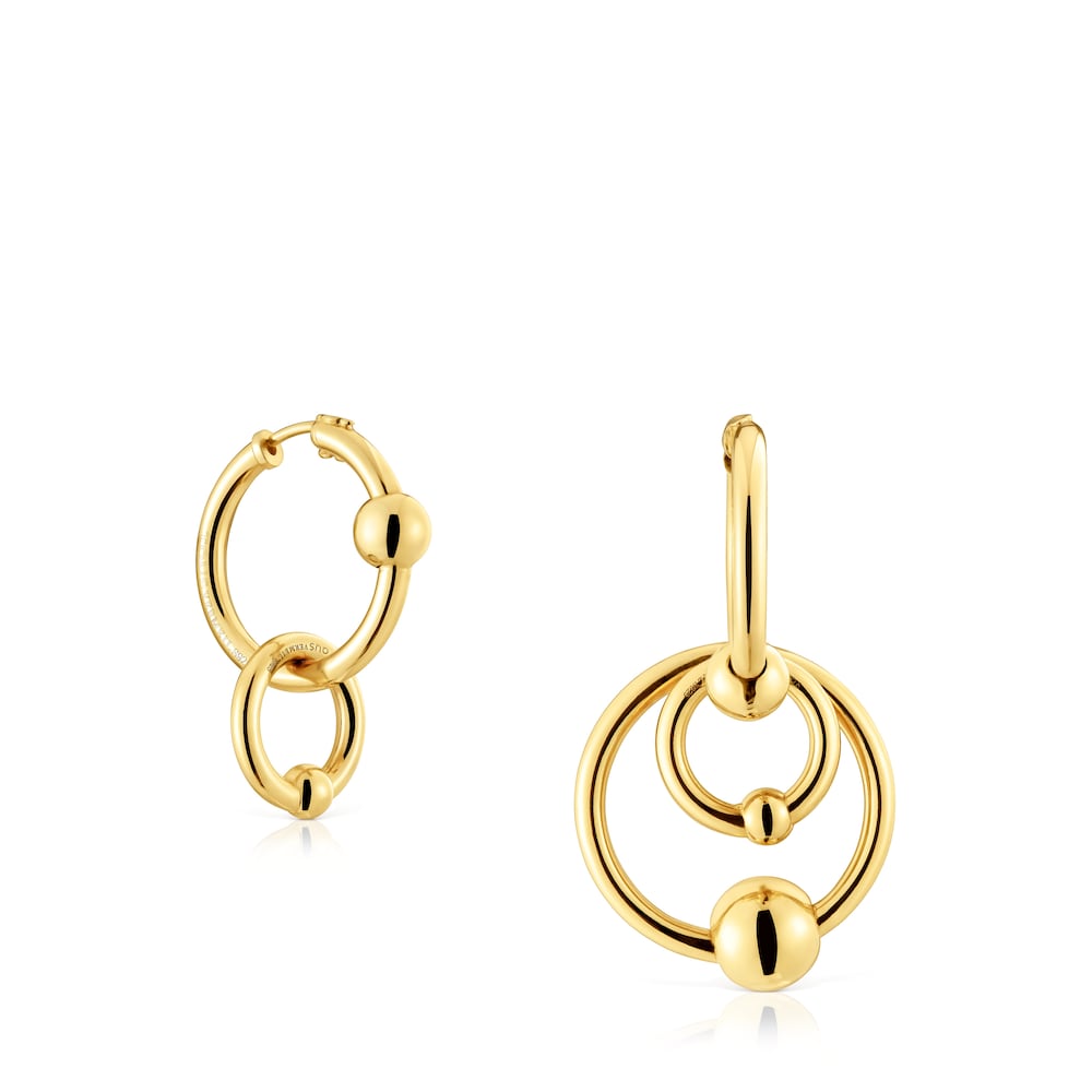 Silver vermeil Plump Double circle earrings