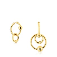 Pendientes con baño de oro 18 kt sobre plata doble círculo Plump