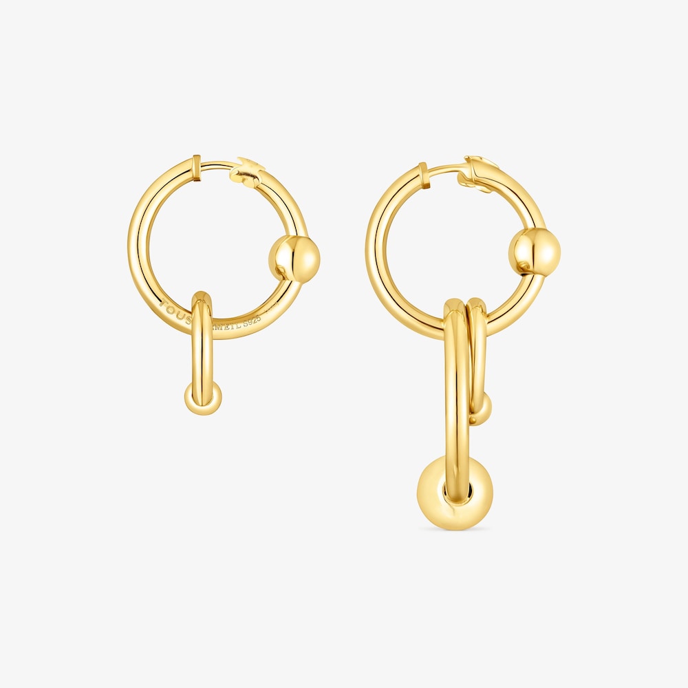 Kreisrunde Doppel-Ohrringe Plump aus Vermeil-Silber