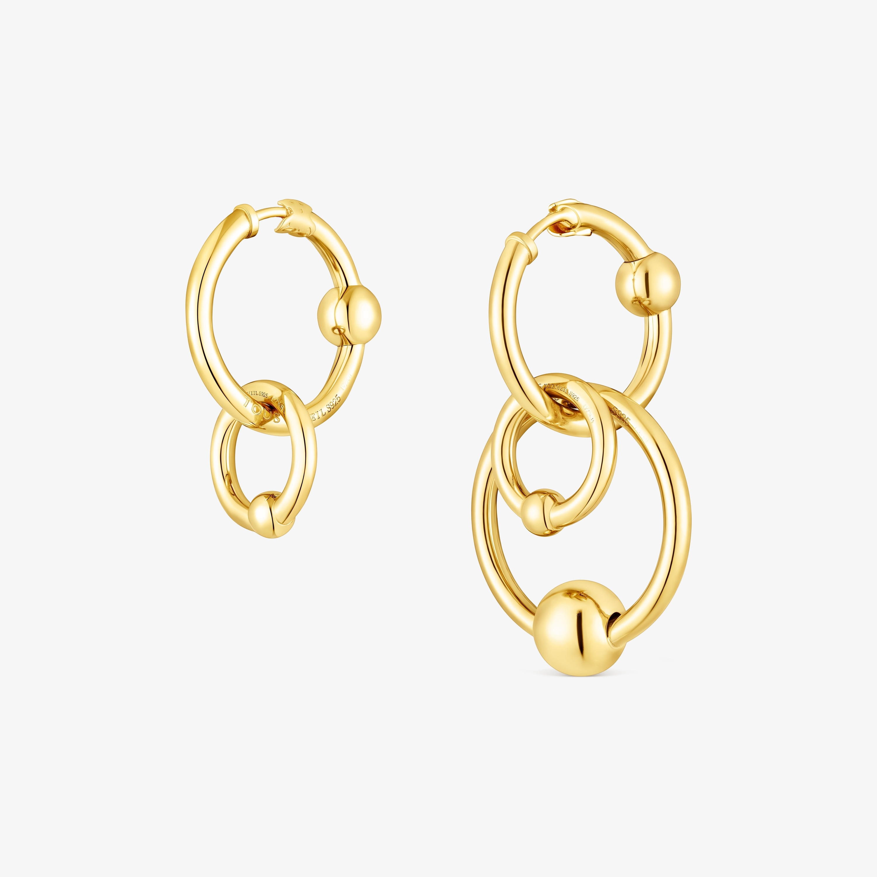 Silver vermeil Plump Double circle earrings