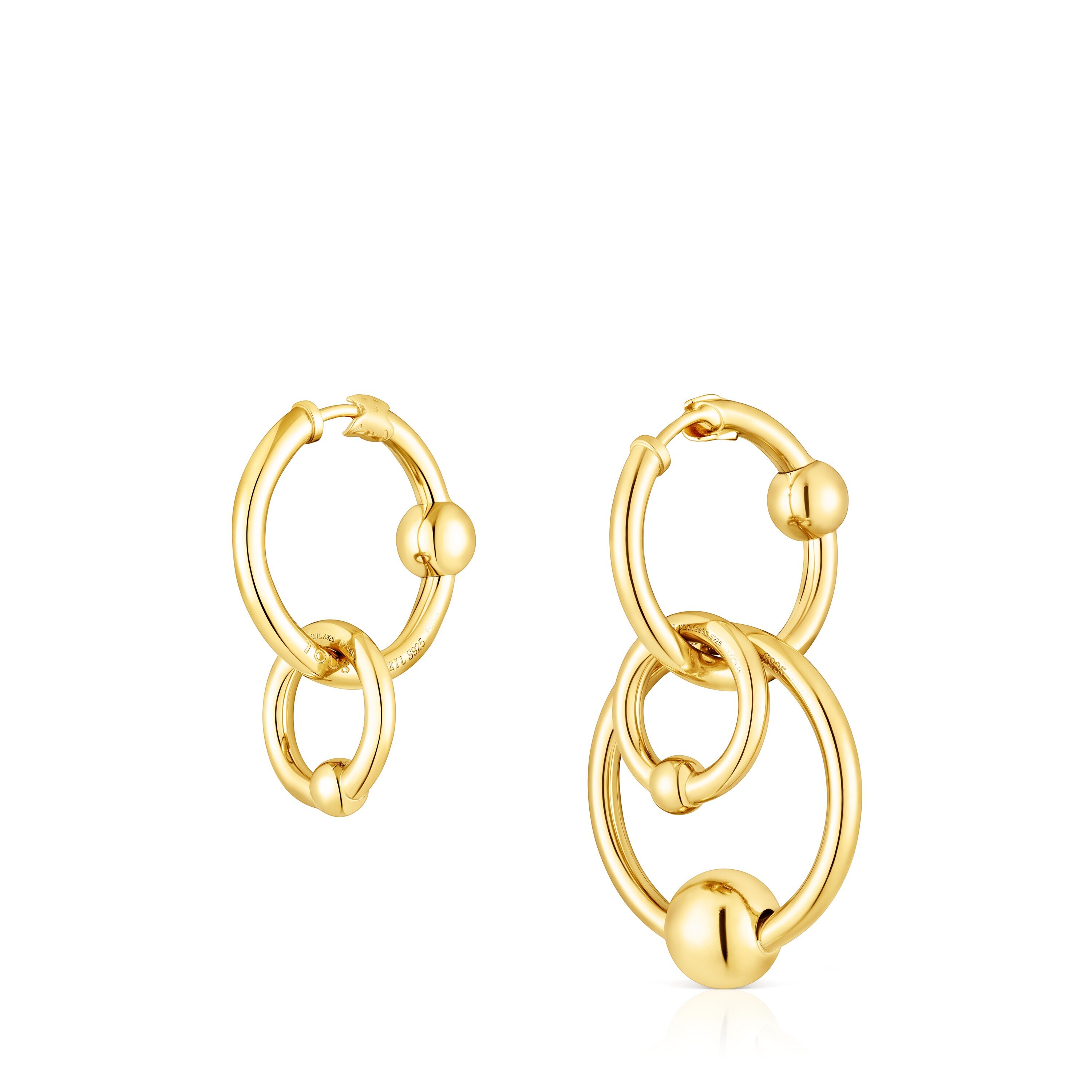 Silver vermeil Plump Double circle earrings