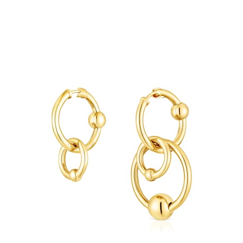 Silver vermeil Plump Double circle earrings