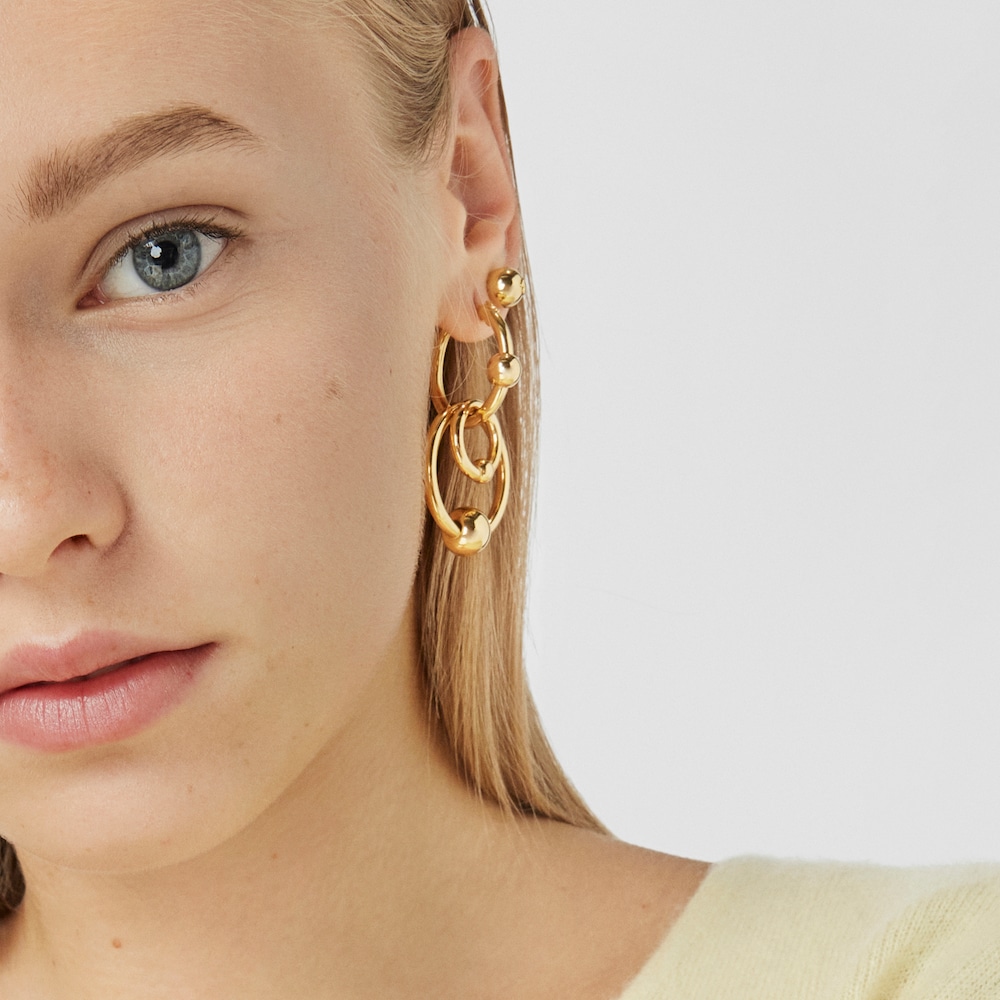 Silver vermeil Plump Double circle earrings