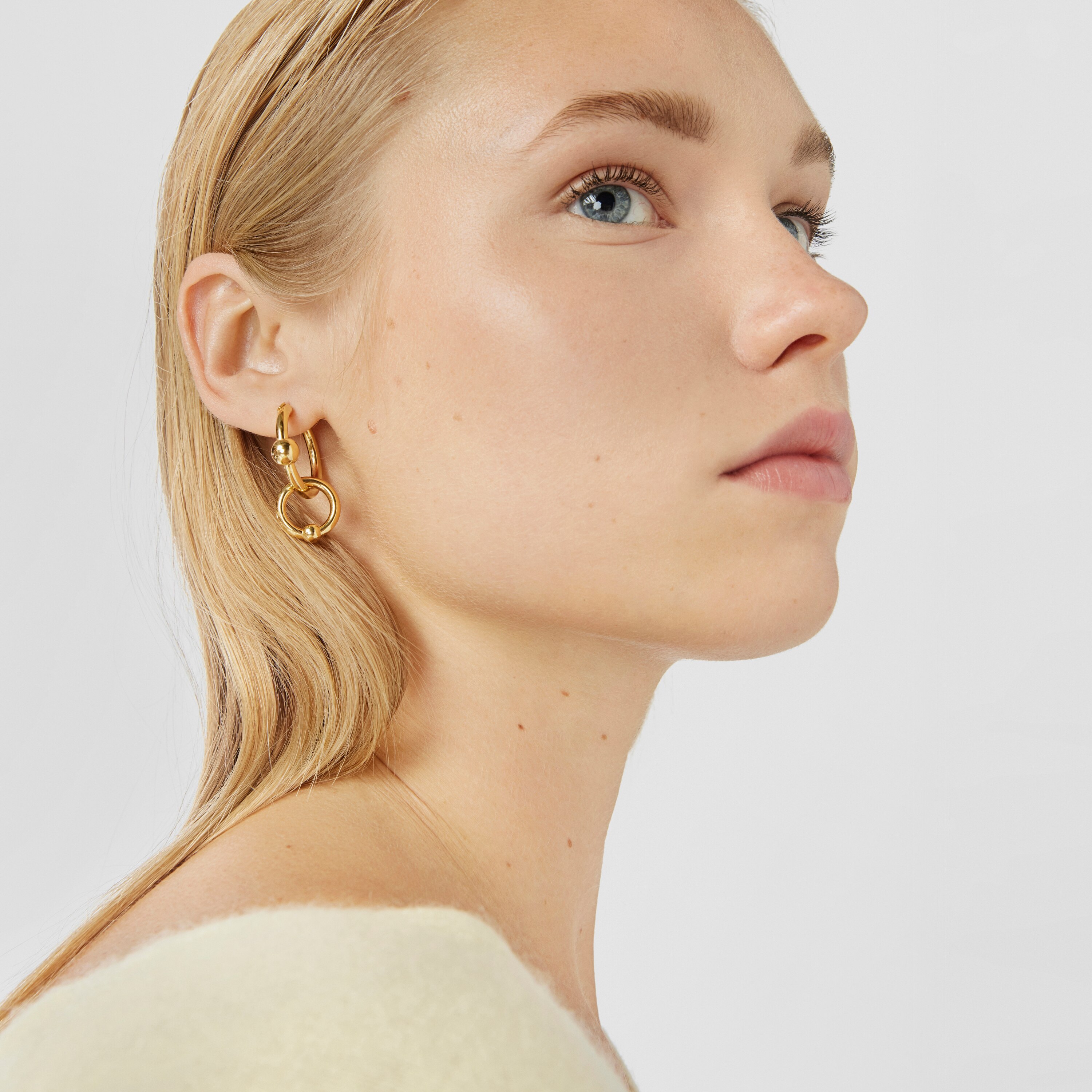 Silver vermeil Plump Double circle earrings