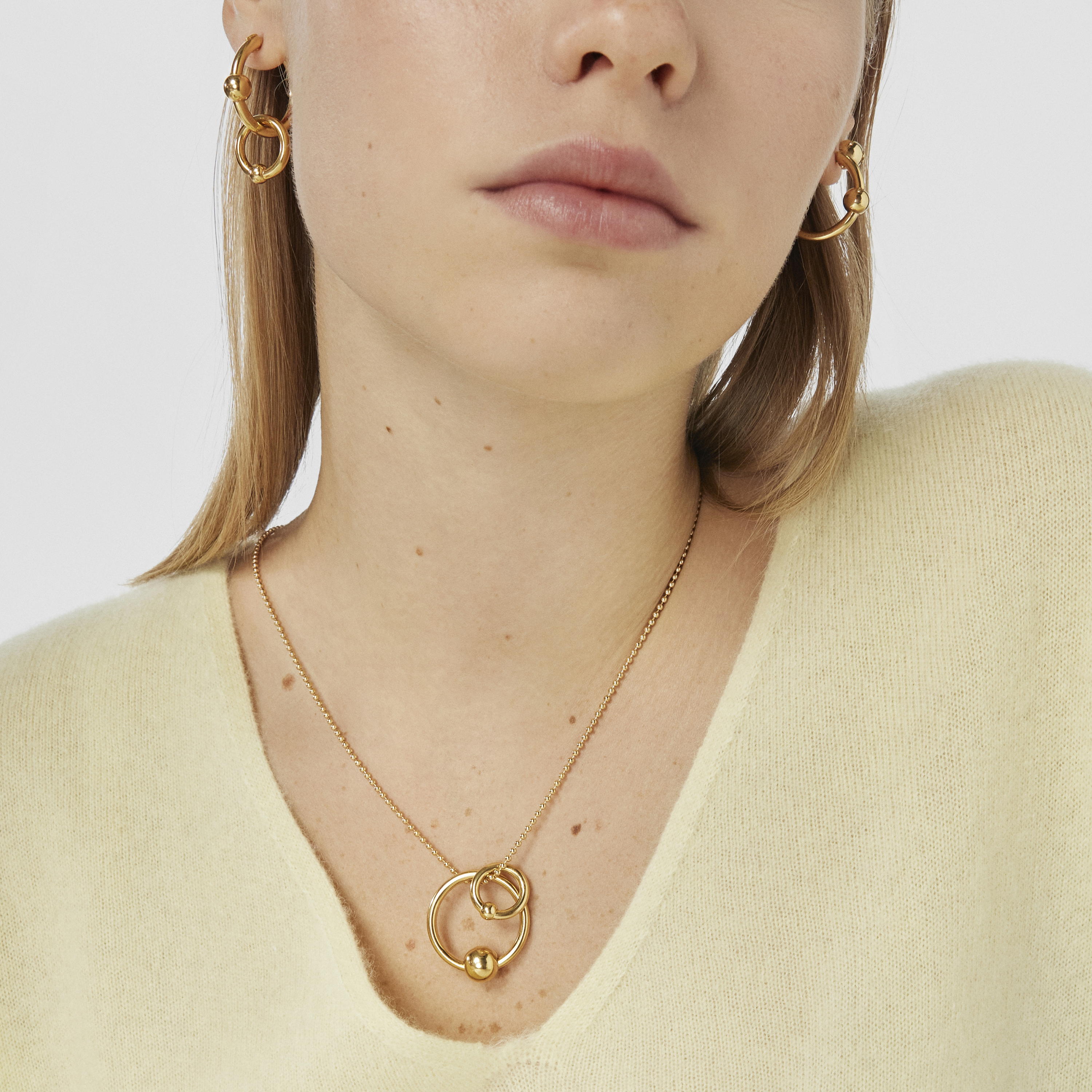 Silver vermeil Plump Double circle earrings