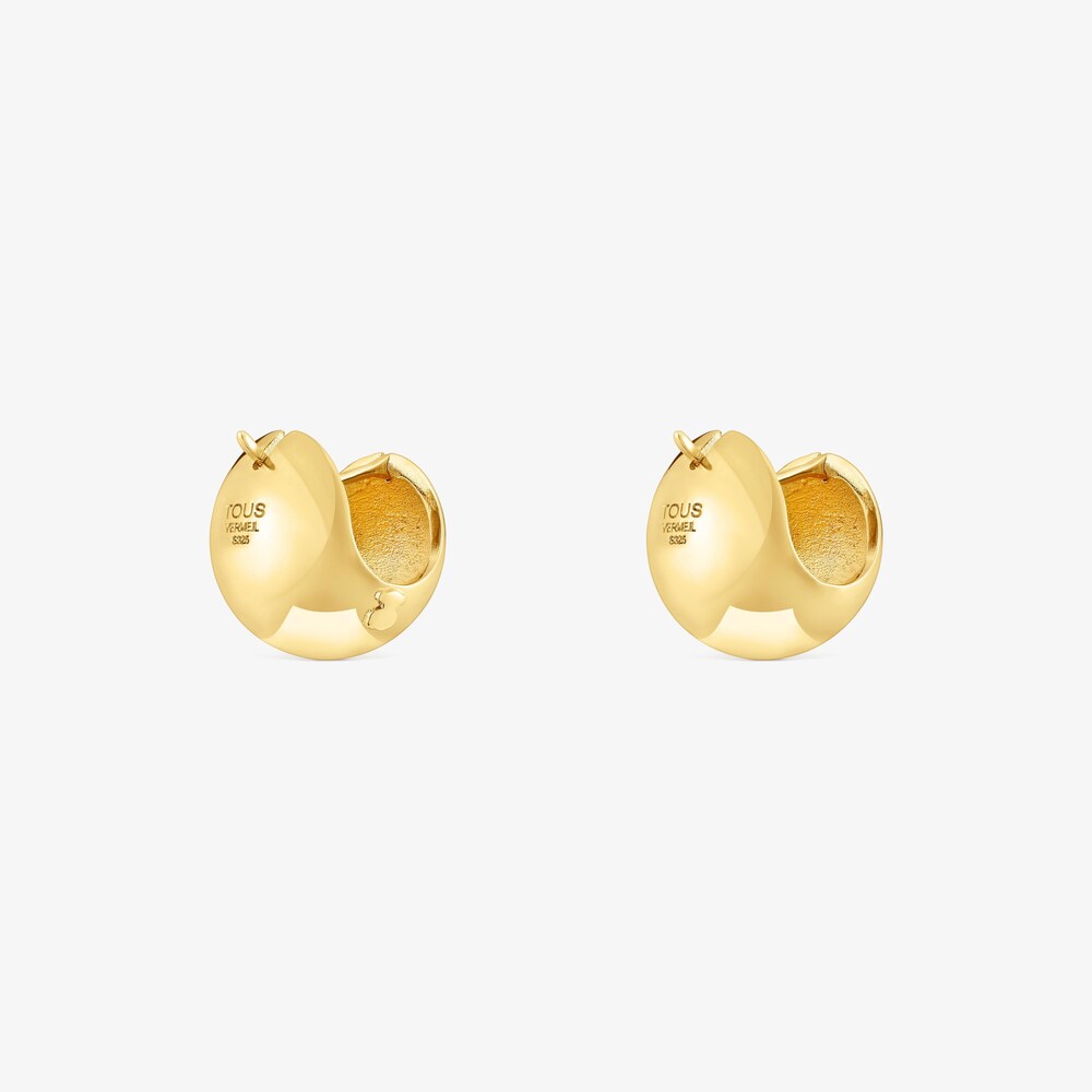 Pendientes con ba&ntilde;o de oro 18 kt sobre plata bola Plump