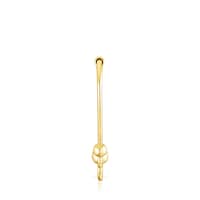 Pendiente suelto largo con baño de oro 18 kt sobre plata Plump