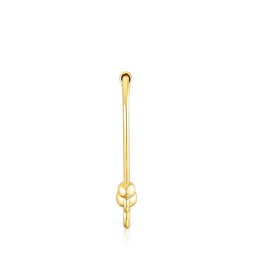 Pendiente suelto largo con baño de oro 18 kt sobre plata Plump