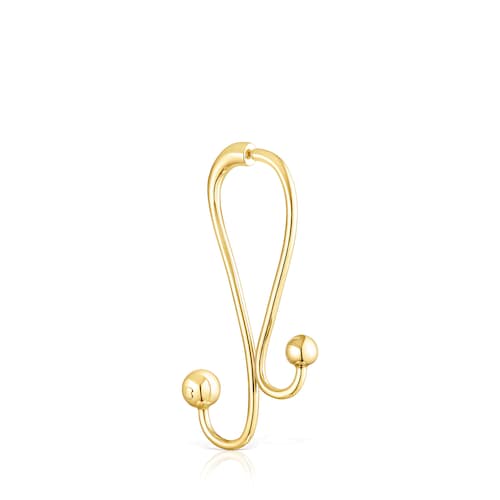 Pendiente suelto largo con baño de oro 18 kt sobre plata Plump