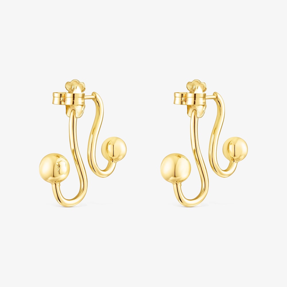 Pendientes con ba&ntilde;o de oro 18 kt sobre plata Plump