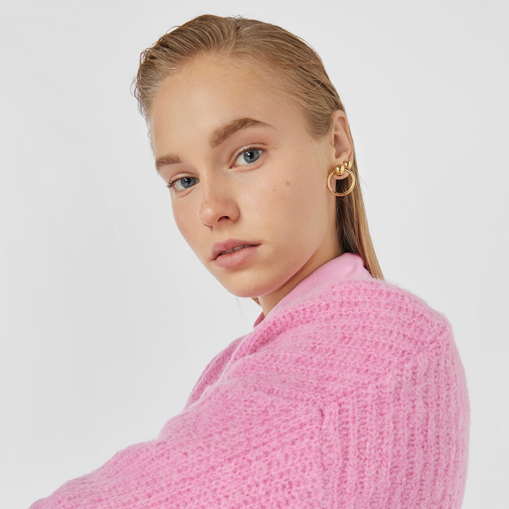 Aretes con ba&ntilde;o de oro 18 kt sobre plata c&iacute;rculo Plump