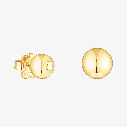 Pack de pendientes con ba&ntilde;o de oro 18 kt sobre plata bola Plump