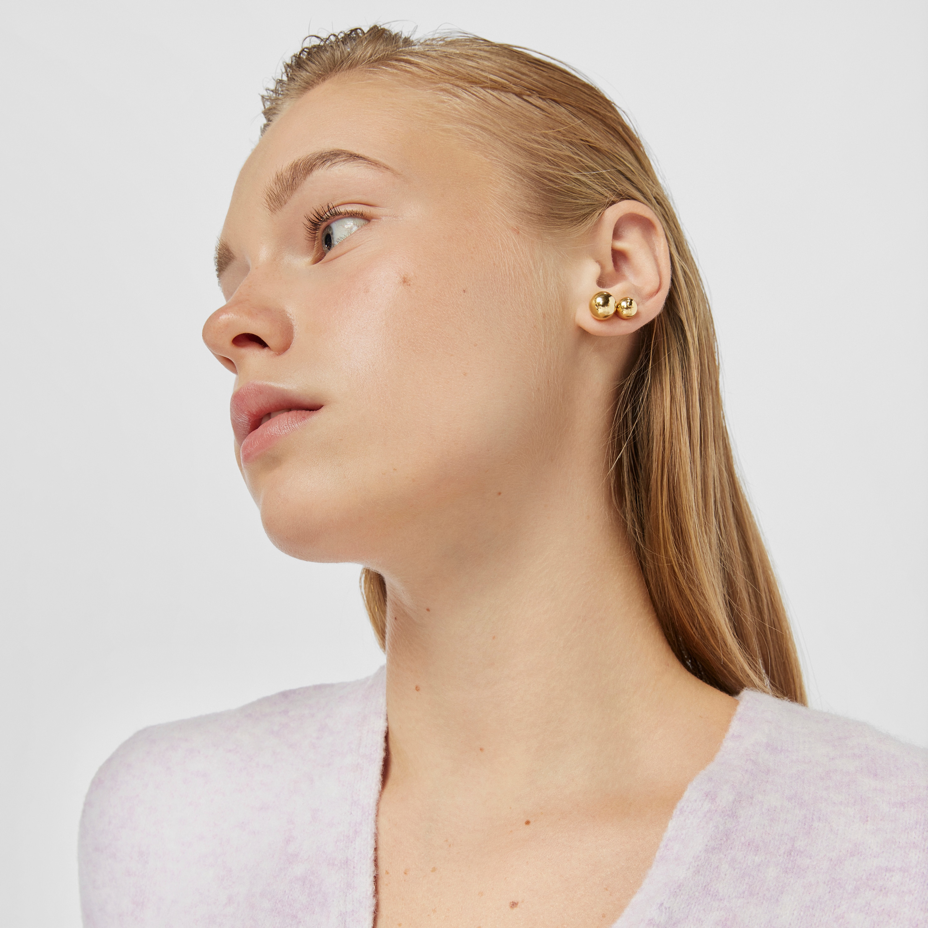 Pack de pendientes con baño de oro 18 kt sobre plata bola Plump
