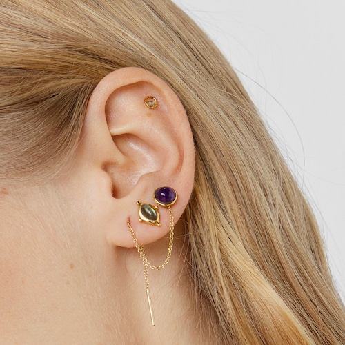Gold-colored IP steel and labradorite Plump Piercing