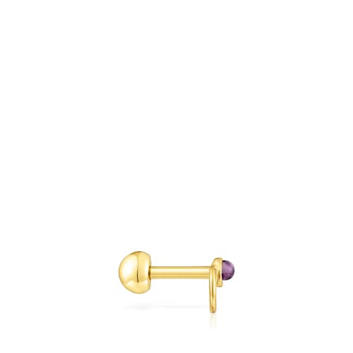 Gold-colored IP steel and amethyst Plump Piercing