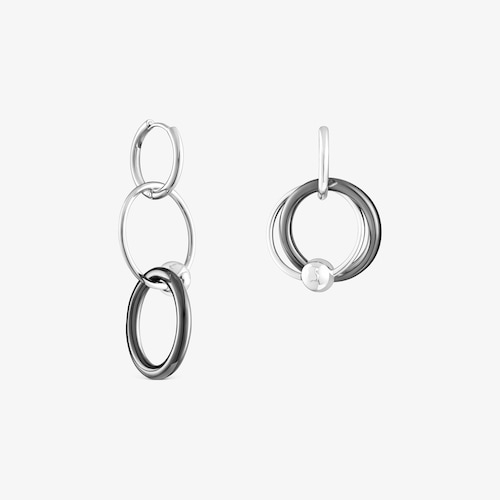 Silver and dark silver Plump Double hoop earrings