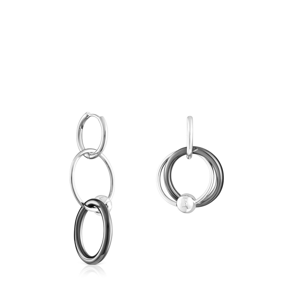 Tous - Pendientes De Plata Y Plata Dark Silver Doble Aro Plump - Plateado