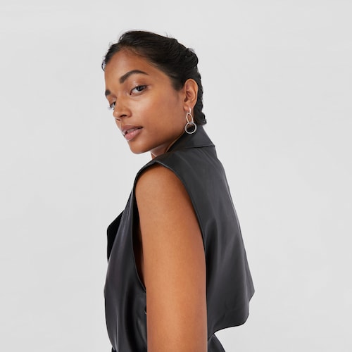 Silver and dark silver Plump Double hoop earrings