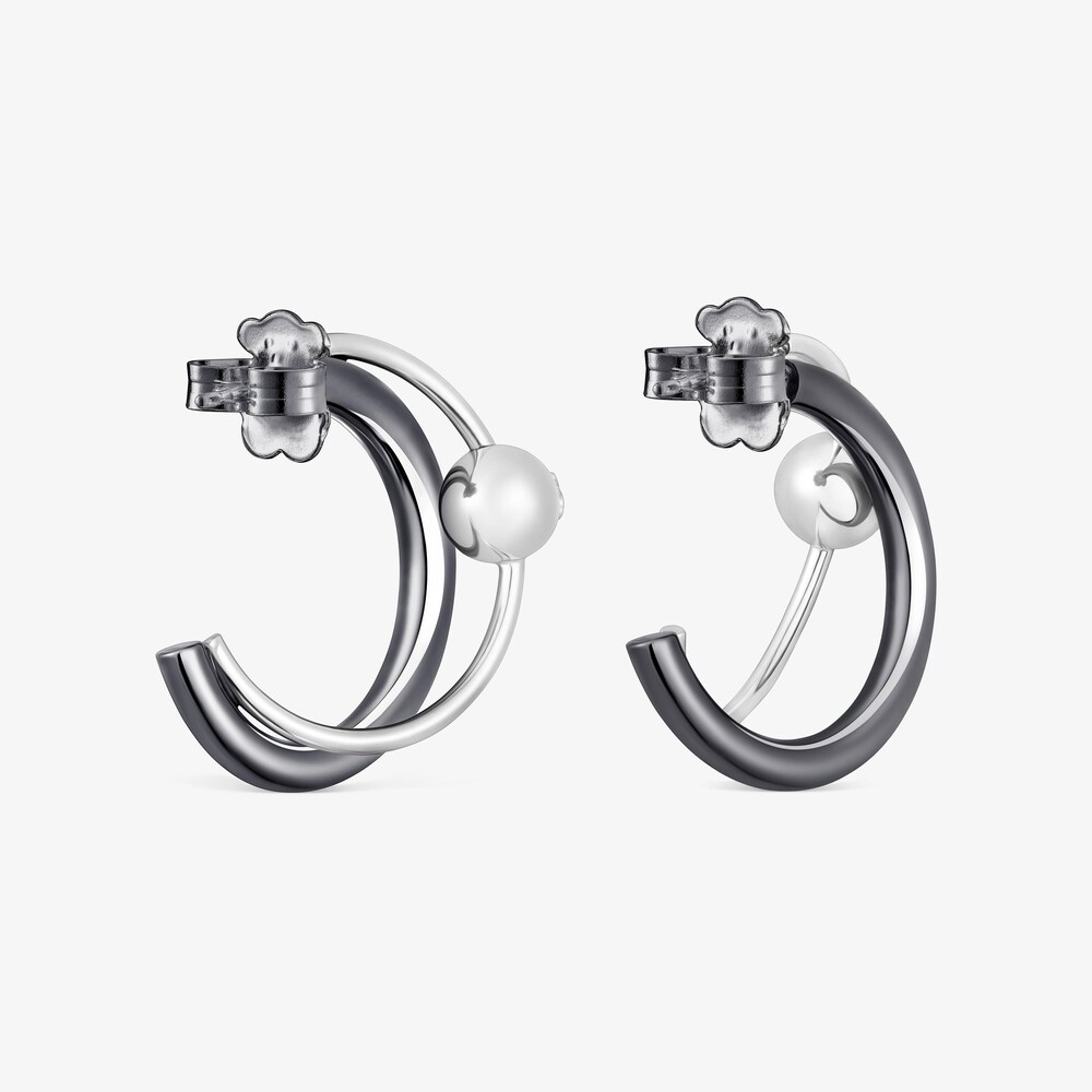 Aretes aro doble de plata y plata dark silver Plump