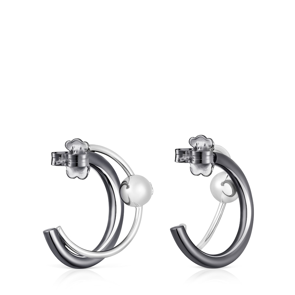 Pendientes aro doble de plata y plata dark silver Plump image number 2