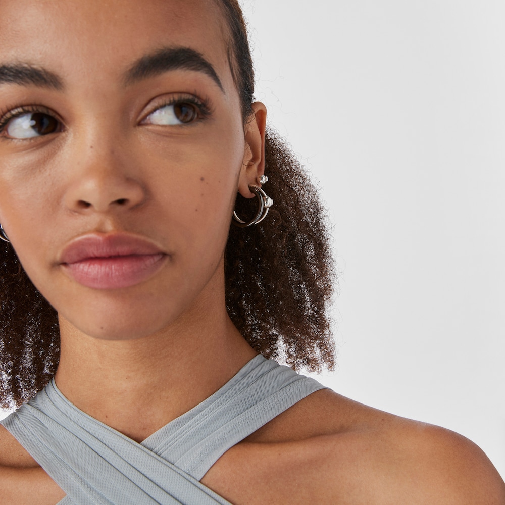 Aretes aro doble de plata y plata dark silver Plump