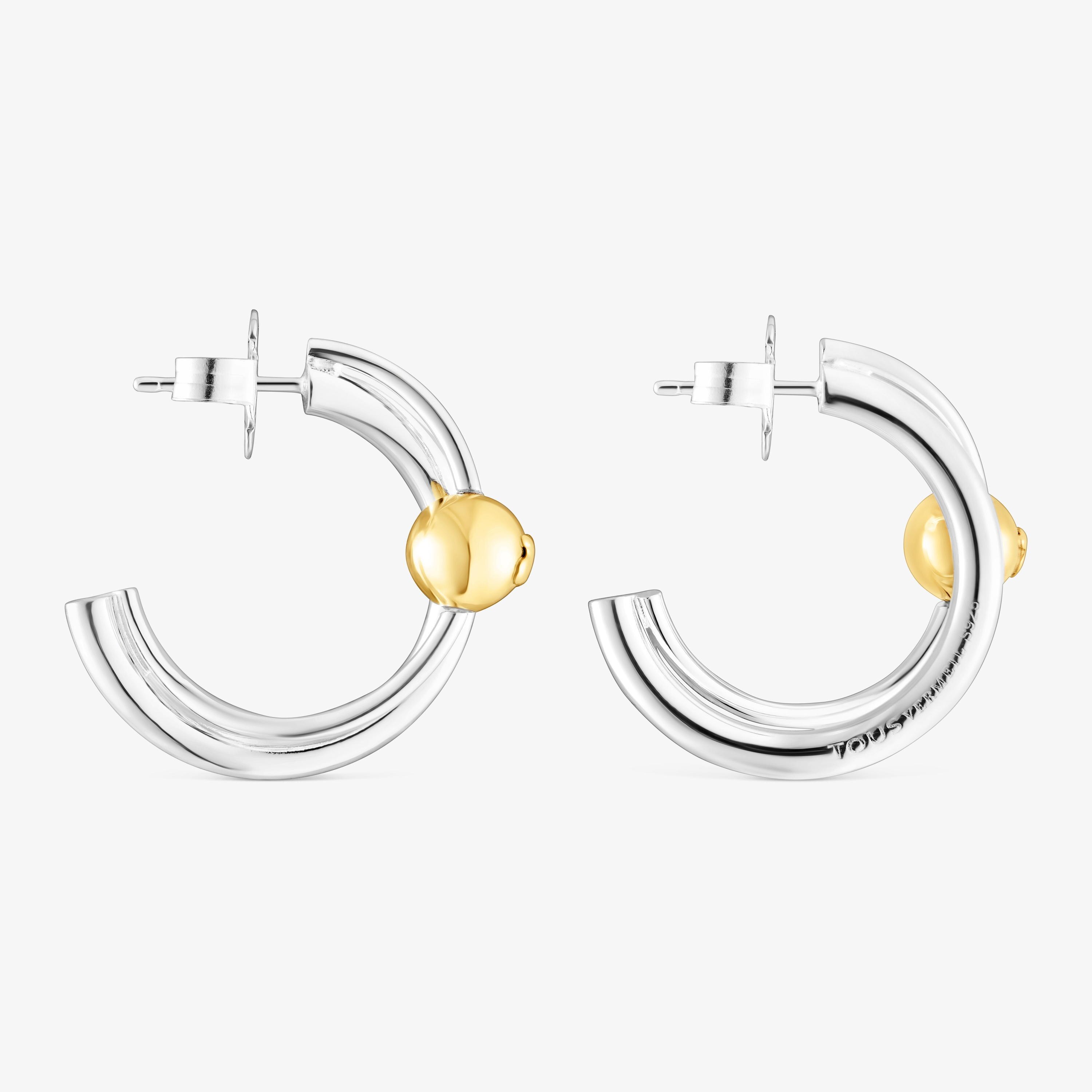 Silver and silver vermeil Plump Double hoop earrings