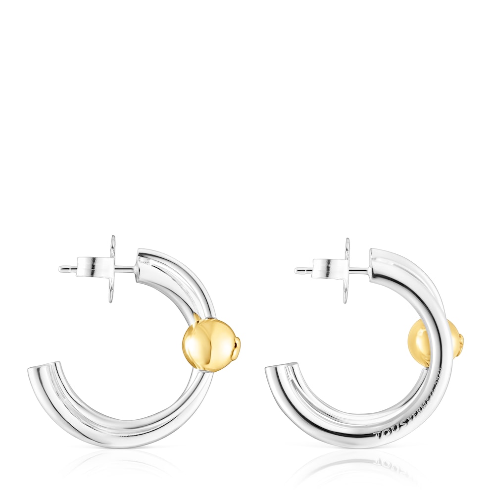 Silver and silver vermeil Plump Double hoop earrings image number 1