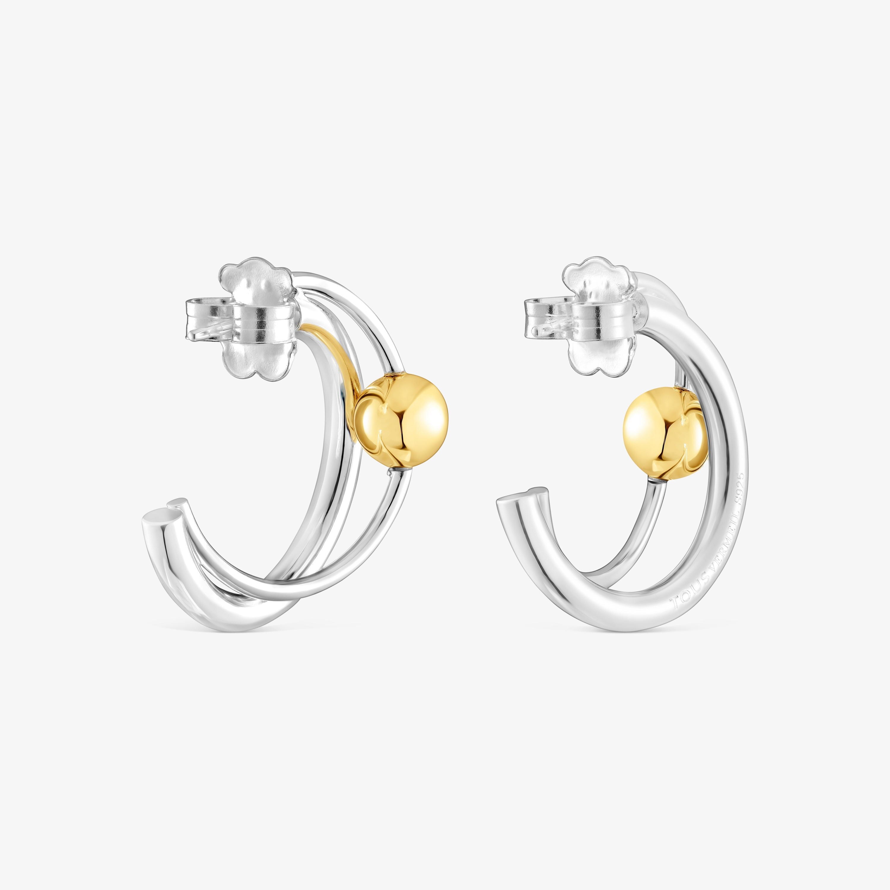 Silver and silver vermeil Plump Double hoop earrings