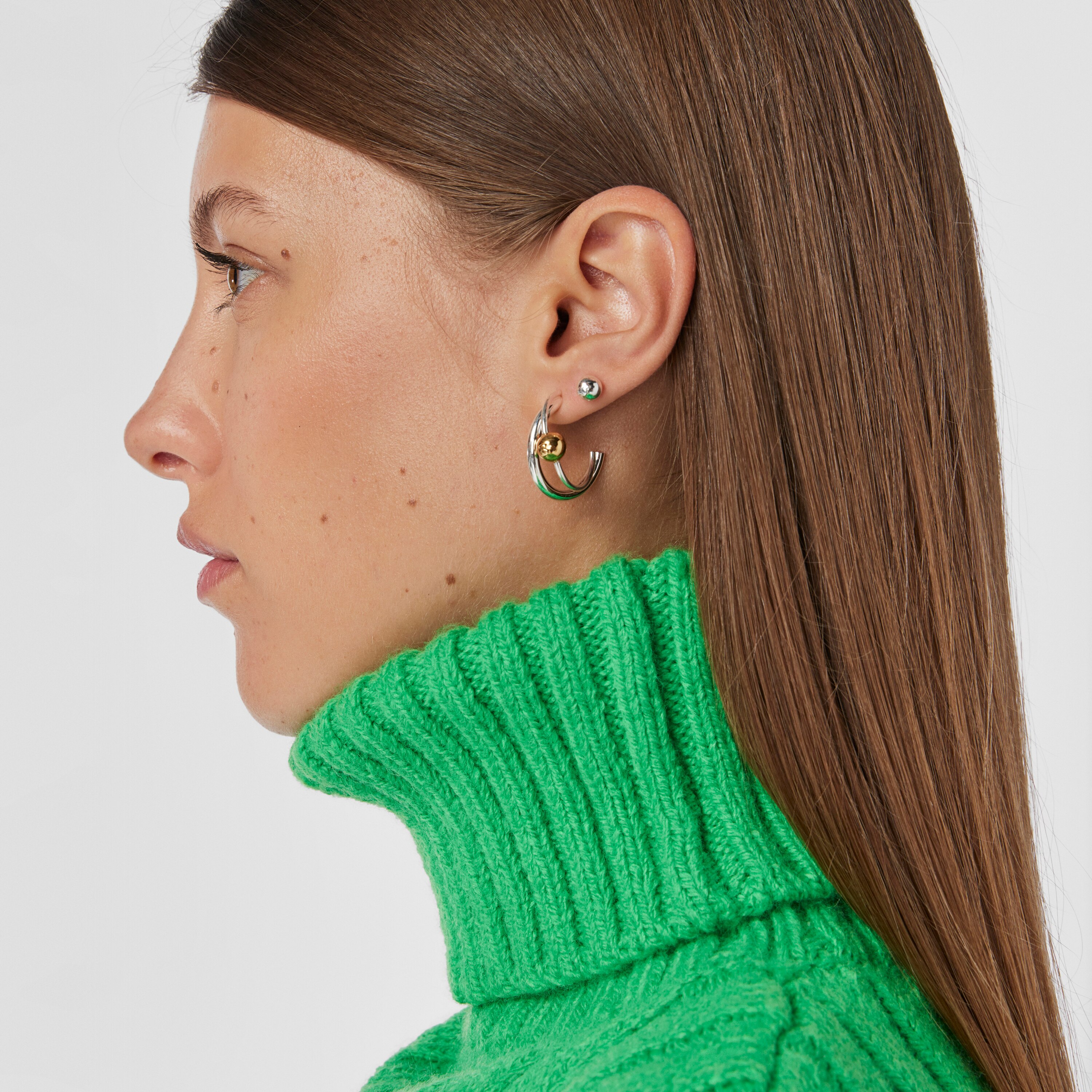 Silver and silver vermeil Plump Double hoop earrings