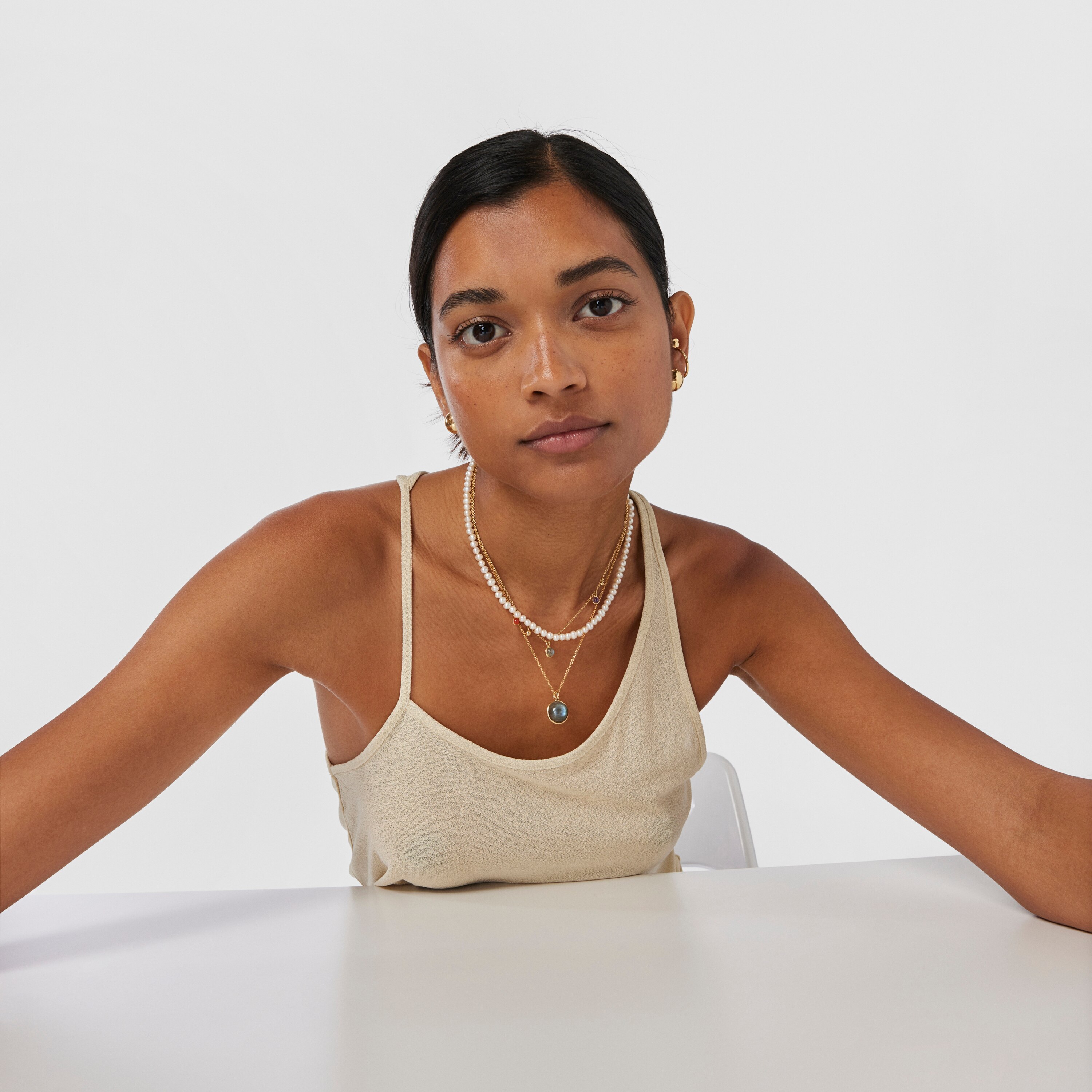 Silver vermeil Plump Pendant with labradorite