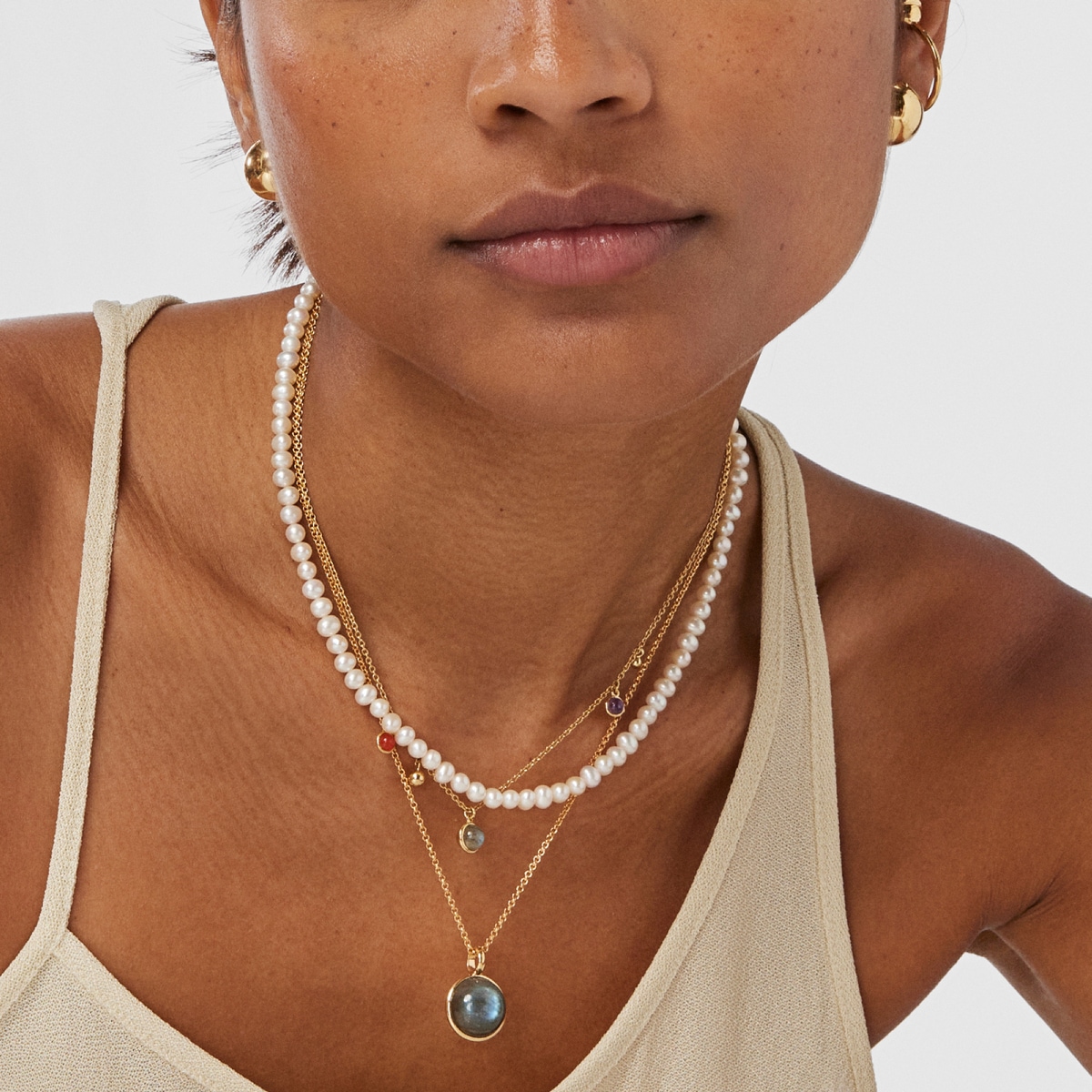 Silver vermeil Plump Pendant with labradorite