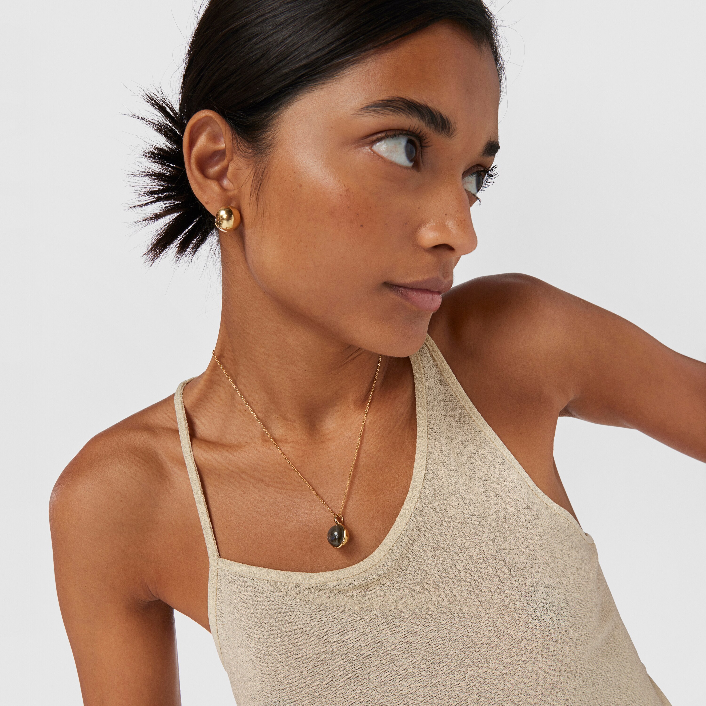 Silver vermeil Plump Pendant with labradorite